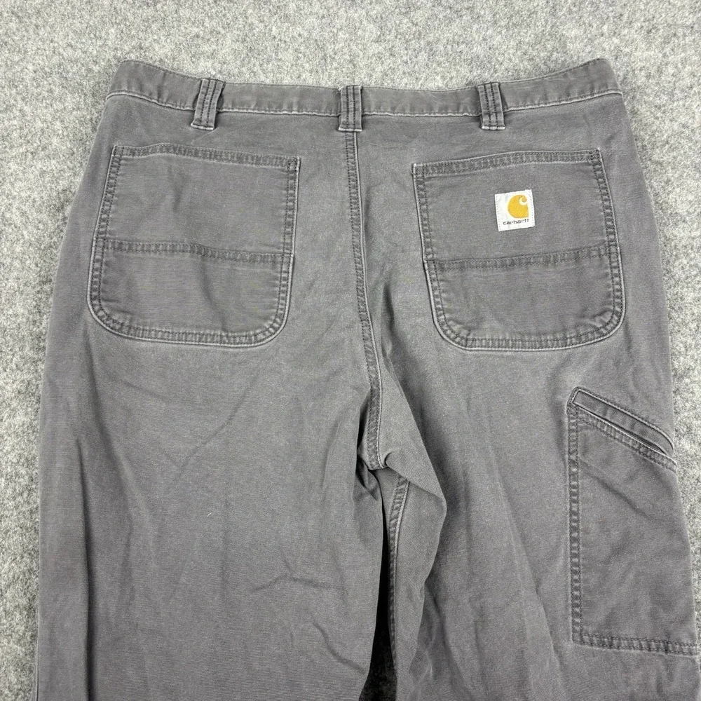 Carhartt Pants Mens 36x34 (Fits 36x32) Gray Rugged Flex Canvas Relaxed Fit Work